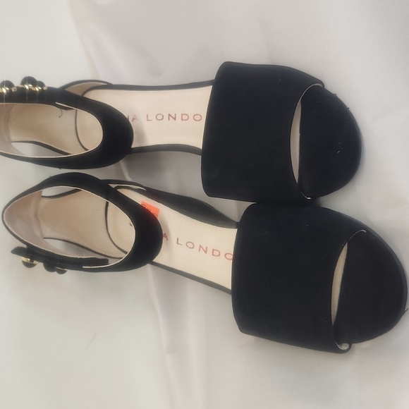 Sacha London black wedge sandal women's 7.5 NWT Volero peep toe - Picture 1 of 6